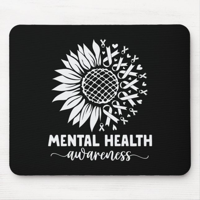 Mousepad Conscientização sobre Saúde Mental Girassol Verde  (Frente)