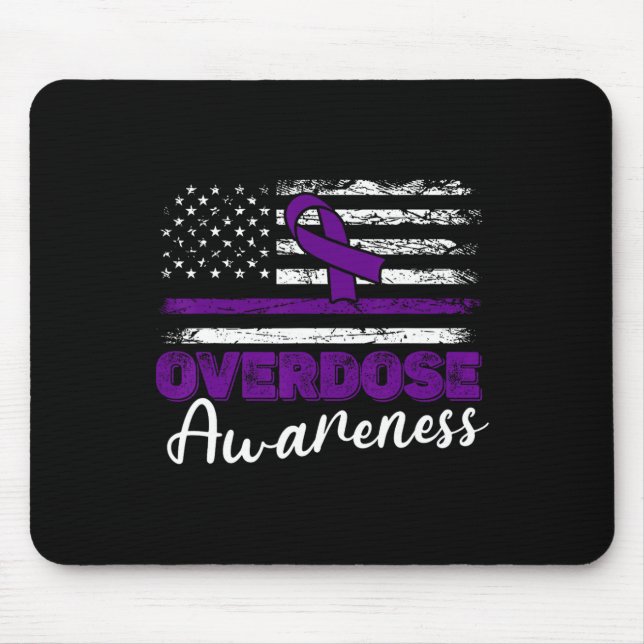 Mousepad Conscientização sobre Superdose Faixa Roxa Vício e (Frente)