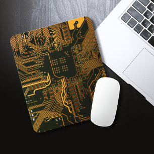 Mousepad Conselho do circuito do computador legal laranja
