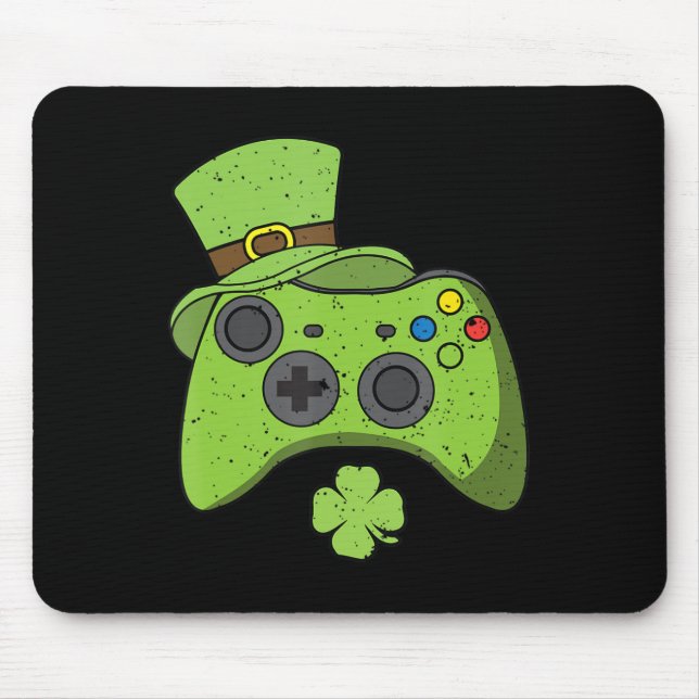 Mousepad Console de videogame divertido Dia de São Patrício (Frente)