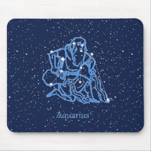 Mousepad Constelação de Aquário e Signo do Zodíaco com Estr