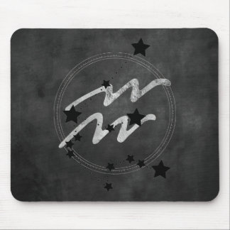 Mousepad constelação de Aquarius zodiano a preto e prateado