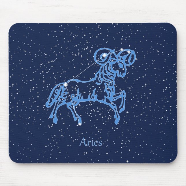 Mousepad Constelação de Áries e Signo do Zodíaco com Estrel (Frente)