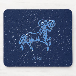 Mousepad Constelação de Aries e Sinal de Zodíaco com Estrel