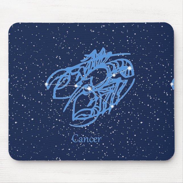 Mousepad Constelação de cancer e Sinal Zodiac com Estrelas (Frente)