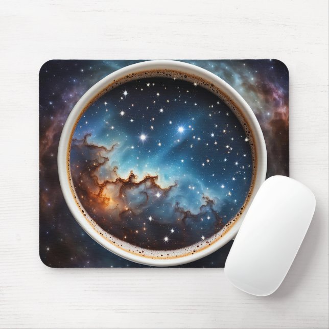 Mousepad Constelação de estrelas em uma taça de café (Com mouse)