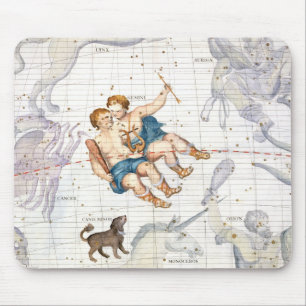 Mousepad Constelação de Gêmeos com menor de Canis, placa