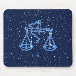 Mousepad Constelação de Libra e Signo do Zodíaco com Estrel
