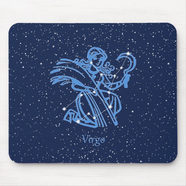 Mousepad Constelação de Virgem e Sinal Zodiac com Estrelas (Frente)
