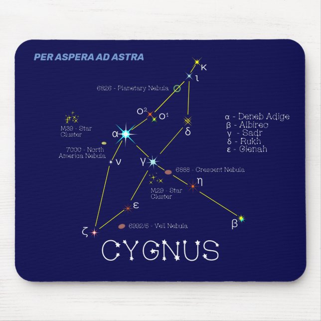 Mousepad Constelação do hemisfério norte Cygnus (Frente)