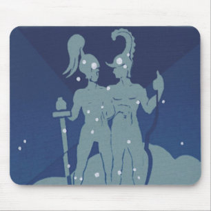 Mousepad Constelação Gêmeos Vintage Zodíaco Astrologia