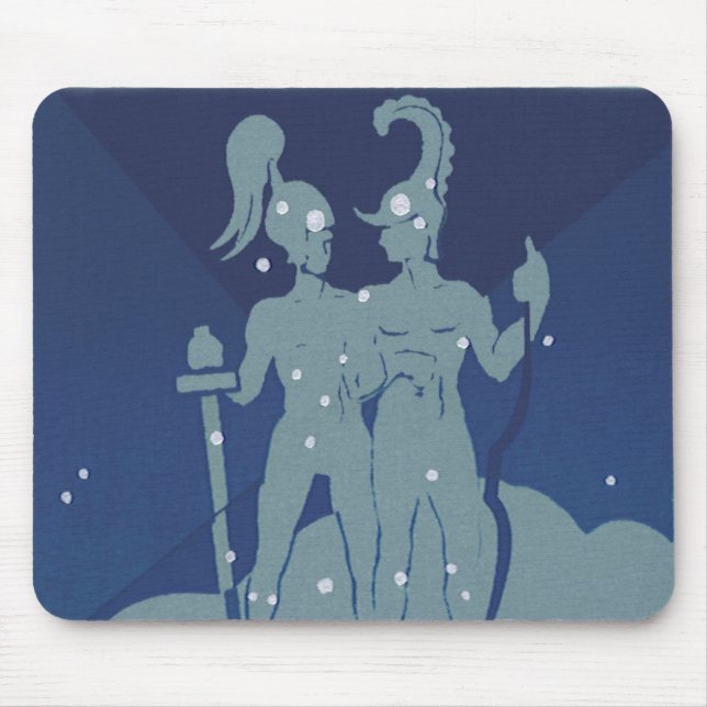 Mousepad Constelação Gêmeos Vintage Zodíaco Astrologia (Frente)