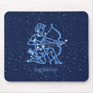 Mousepad Constelação Sagitário e Sinal Zodiac com Estrelas