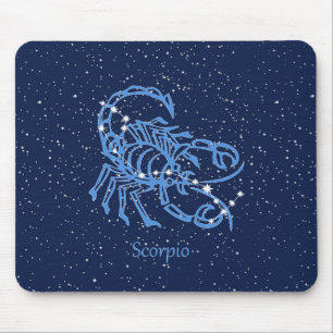 Mousepad Constelação Scorpio e Sinal Zodiac com Estrelas
