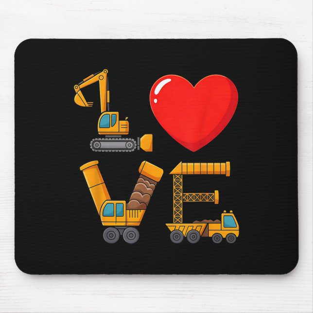 Mousepad Construction Valentine Love Spelled With Trucks Ex (Frente)
