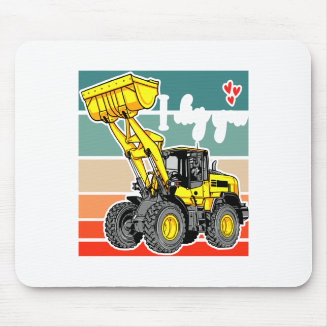 Mousepad Construction Vehicles Valentines Hearts Excavator  (Frente)