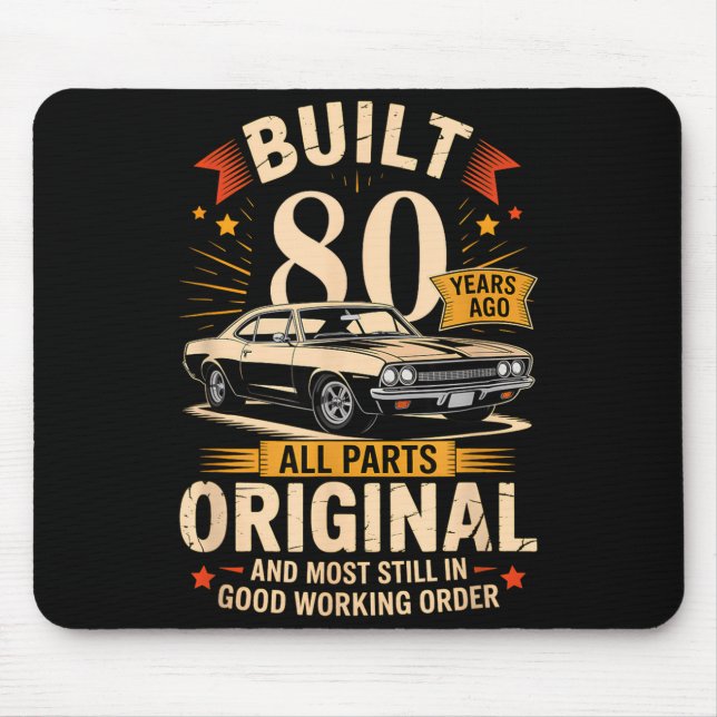 Mousepad Construído há 80 anos - Presente engraçado de 80º  (Frente)