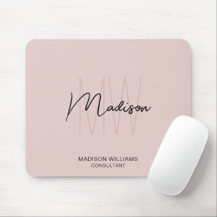 Mousepad Consultor cor-de-rosa pincelado do logotipo do mon