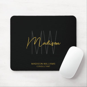 Mousepad Consultor Dourado Preto do Logotipo do Monograma M