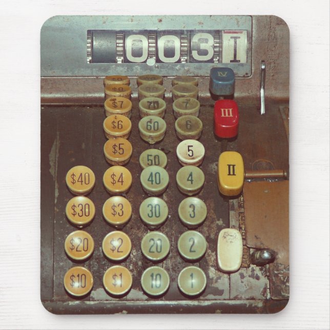 Mousepad Contador do dinheiro velho - caixa registadora (Frente)
