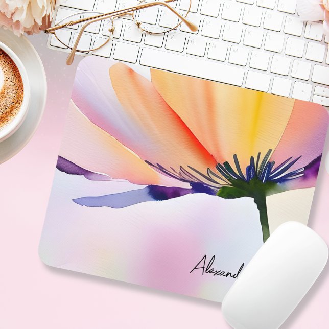 Mousepad Contemporary Floral Optional Custom Name (Criador carregado)