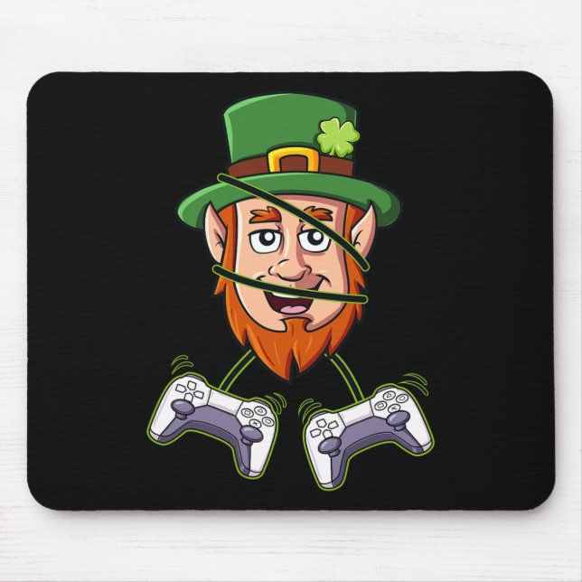 Mousepad Controladores de Jogos de Vídeo Leprechaun do Dia  (Frente)