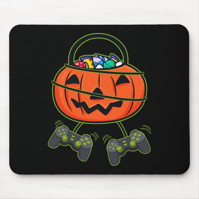 Mousepad Controladores Halloween Jack O Lantern Candy Baske (Frente)