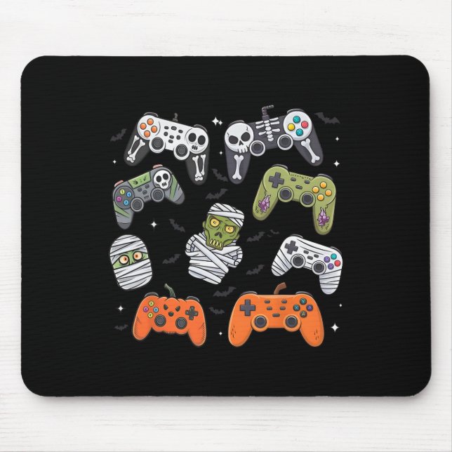 Mousepad Controle de Jogo de Halloween Retro Esqueleto Jogo (Frente)