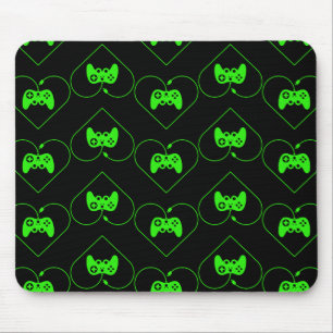 Mousepad Controle de Videogame Verde Padrão de Coração