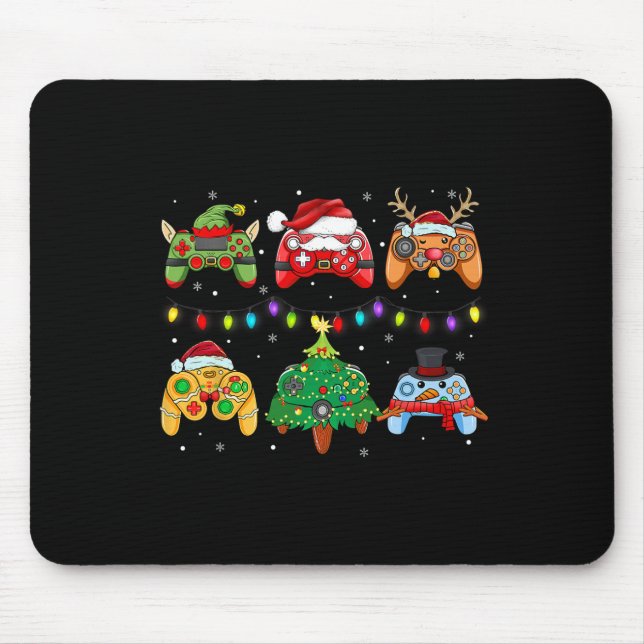 Mousepad Controles de jogo do Papai Noel Elfo Boneco de Nev (Frente)