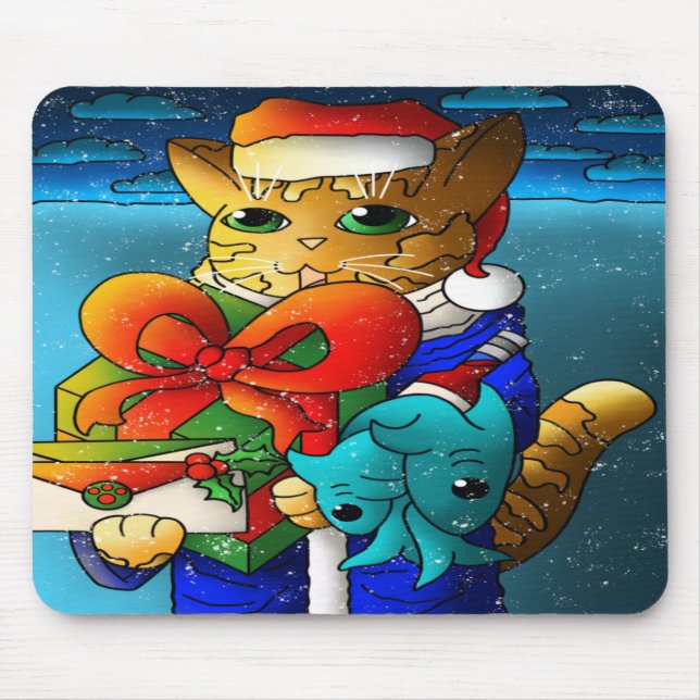Mousepad Convidado de Gato de Natal (Frente)