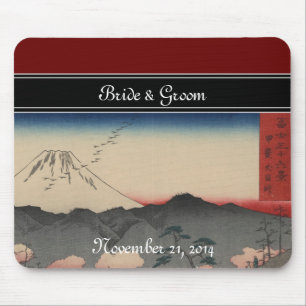 Mousepad Convite de Casamento de Arte Vintage Japonesa Mt.