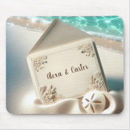 Mousepad Convite de Casamento Tropical em uma praia