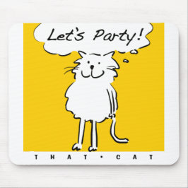 Mousepad Convite de Festa Divertida com um Gato de Desenho