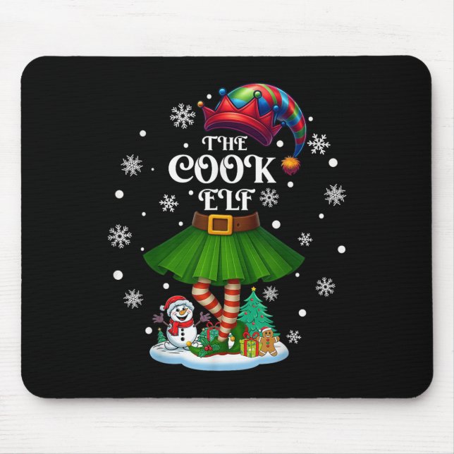 Mousepad Cook Elf Squad Xmas Women Girls Mom Christmas Fami (Frente)