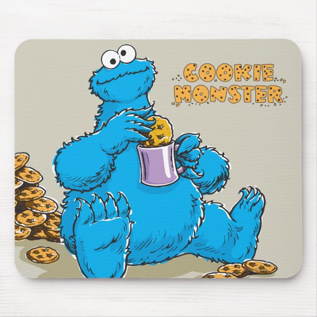 Mousepad Cookie Monster Vintage Comendo Cookies (Frente)
