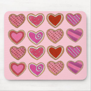 Mousepad Cookies Cardíacos de Fosco Rosa Dia de os namorado