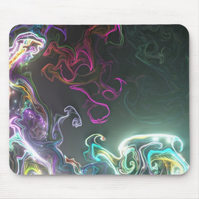 Mousepad Cool Abstract Neon Liquid Art Black (Frente)