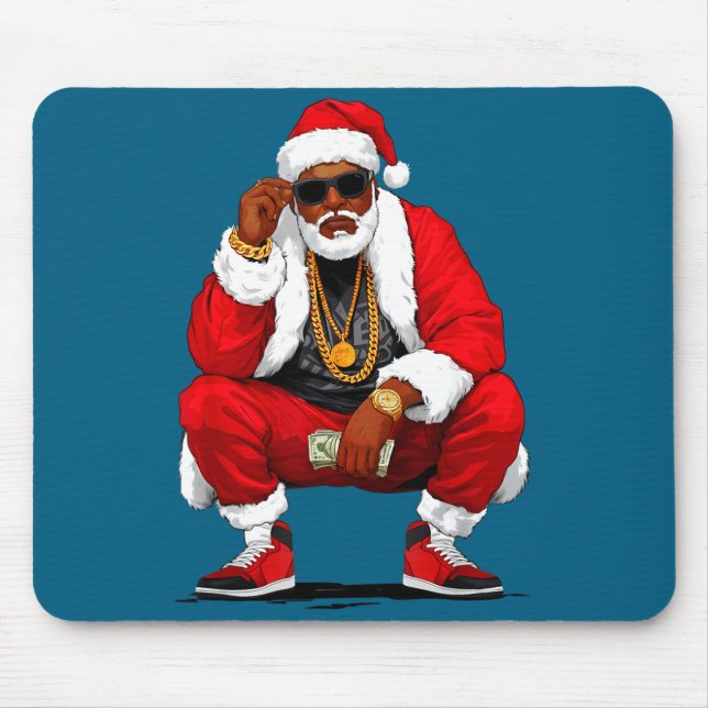 Mousepad Cool Black Man Santa Claus Christmas African Ameri (Frente)