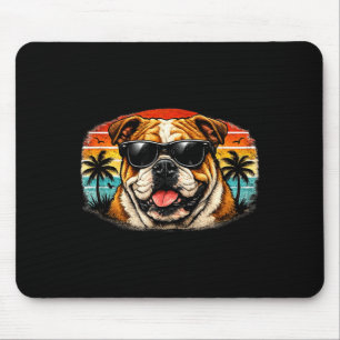 Mousepad Cool bulldog retro pôr do sol vibrações de verão v