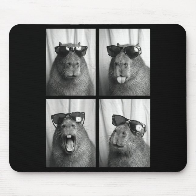 Mousepad Cool Capybara With Sungles Photobooth Funny Rodent (Frente)