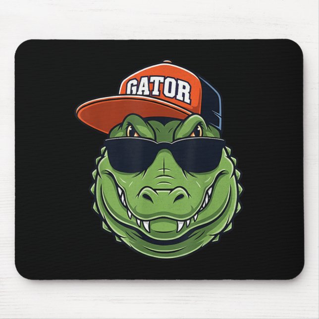 Mousepad Cool Crocodile Animal Gator Graphic With Cap And S (Frente)
