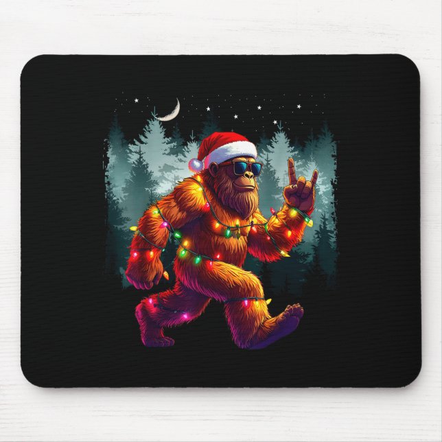 Mousepad Cool Devil Horns Sasquatch Holiday Lights Christma (Frente)