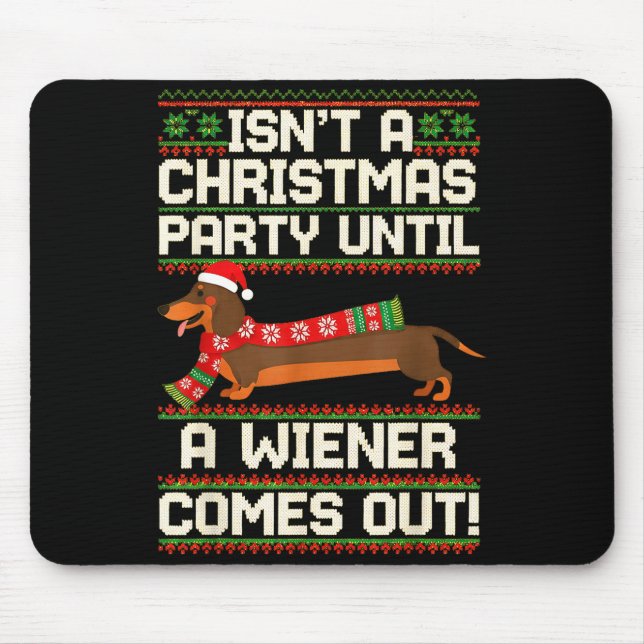 Mousepad Cool Funny Wiener Dog Christmas Dachshund Holiday  (Frente)