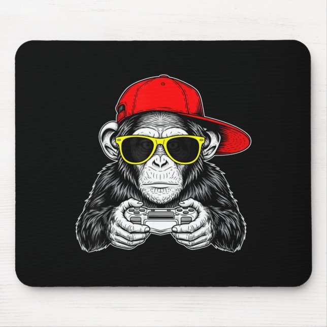 Mousepad Cool Gamer Monkey With Controller Funny Gaming Vid (Frente)