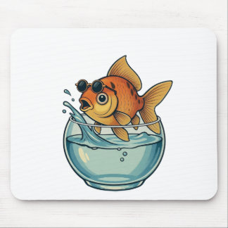 Mousepad Cool Goldfish Splashing in Sunglasses