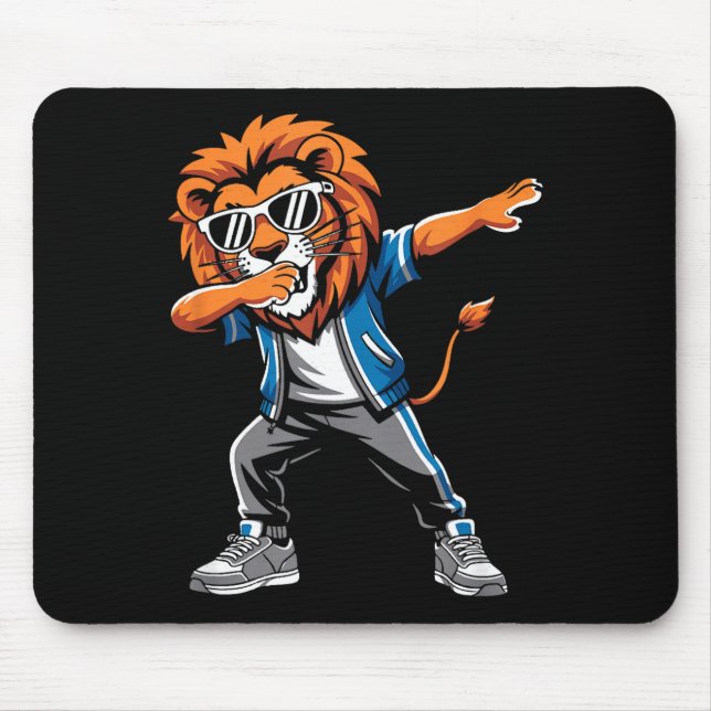 Mousepad Cool Lion Dabbing Gift For Men Women Boys Girls Ki (Frente)