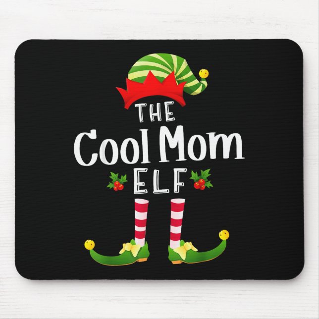 Mousepad Cool Mom Christmas Elf Matching Pajama X-mas Party (Frente)