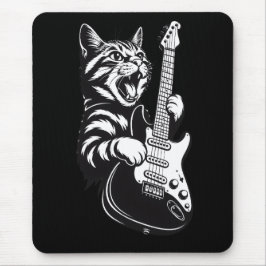 Mousepad Cool Music Love | Rock Cat Playing Electric Guitar