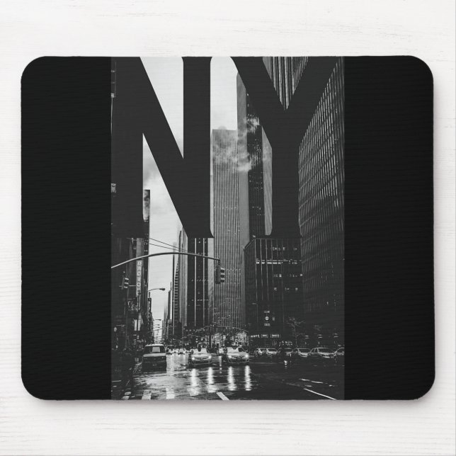 Mousepad Cool New York City Abstract Skyline, Black &amp; W (Frente)